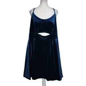 Camille La Vie Navy Sparkle Velvet Dress With Cut-out Lined Plus Size 22W NEW
